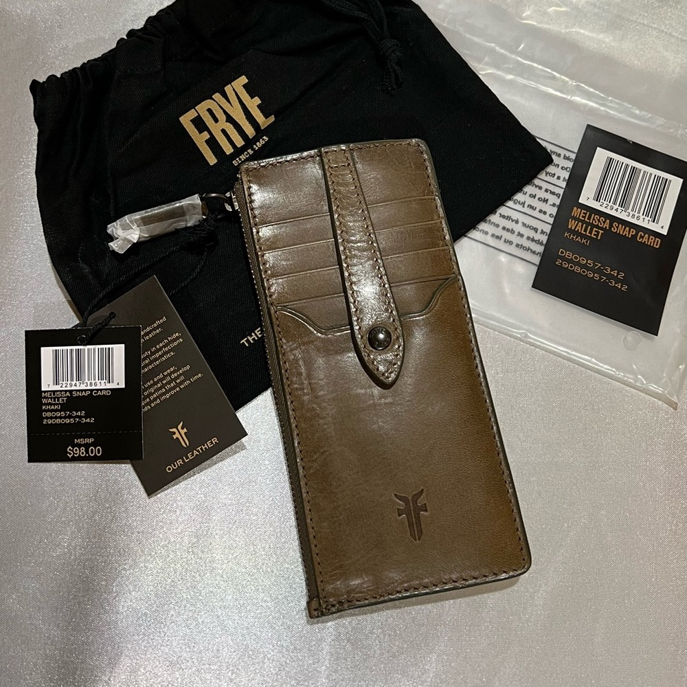 Frye Melissa Snap Card Wallet - Khaki NWT